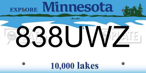 838UWZ Minnesota License Plate