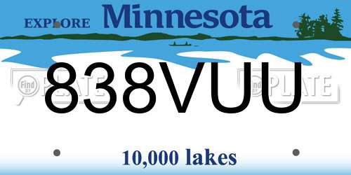 838VUU Minnesota License Plate