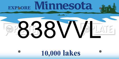 838VVL Minnesota License Plate