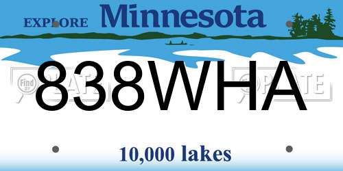 838WHA Minnesota License Plate