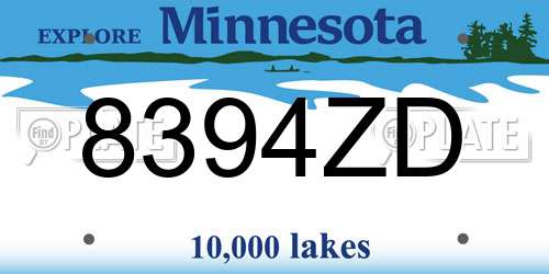 8394ZD Minnesota License Plate