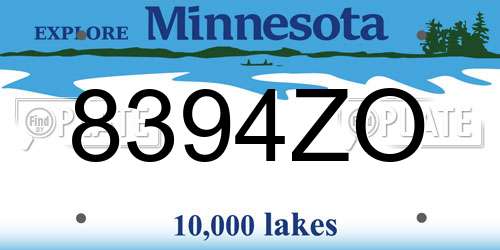 8394ZO Minnesota License Plate