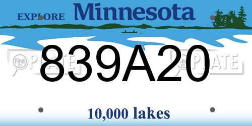 839A20 Minnesota License Plate