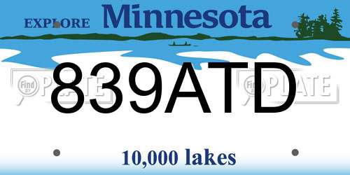 839ATD Minnesota License Plate