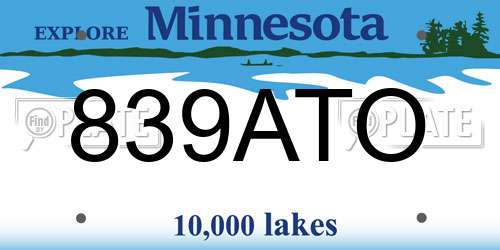 839ATO Minnesota License Plate