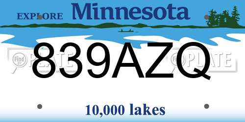 839AZQ Minnesota License Plate
