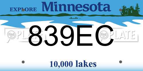 839EC Minnesota License Plate