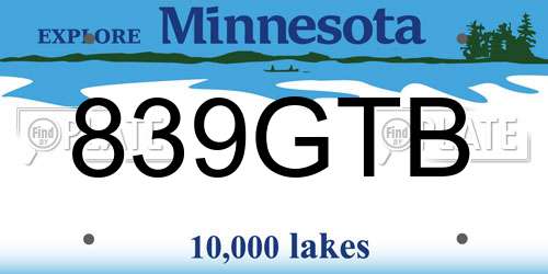 839GTB Minnesota License Plate