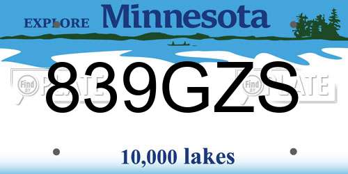 839GZS Minnesota License Plate