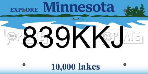 839KKJ Minnesota License Plate