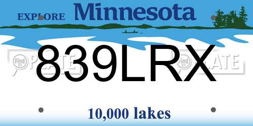 839LRX Minnesota License Plate