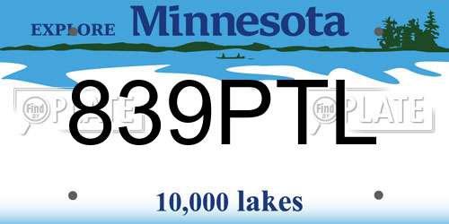 839PTL Minnesota License Plate