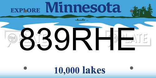 839RHE Minnesota License Plate