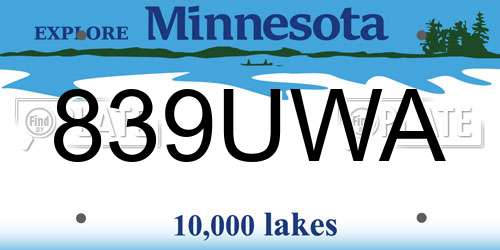 839UWA Minnesota License Plate