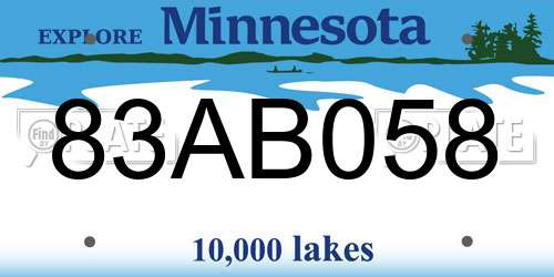 83AB058 Minnesota License Plate