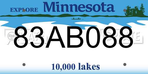 83AB088 Minnesota License Plate