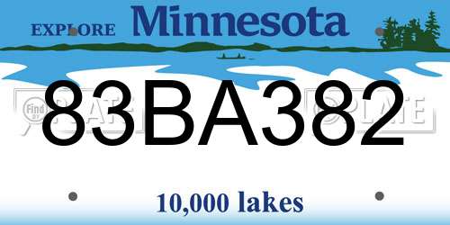 83BA382 Minnesota License Plate