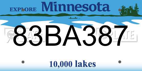 83BA387 Minnesota License Plate