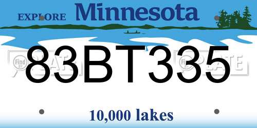 83BT335 Minnesota License Plate