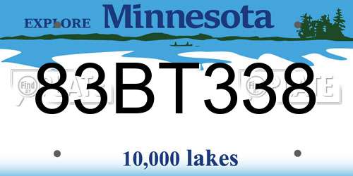 83BT338 Minnesota License Plate