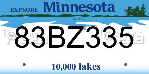 83BZ335 Minnesota License Plate