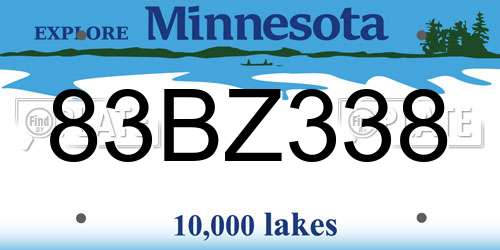 83BZ338 Minnesota License Plate