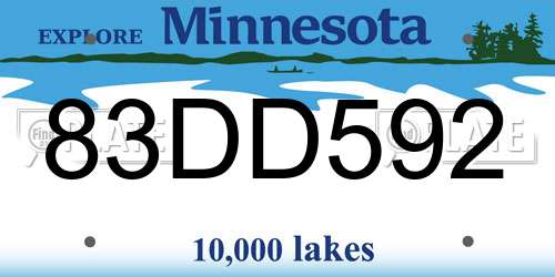 83DD592 Minnesota License Plate