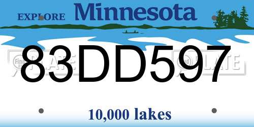 83DD597 Minnesota License Plate