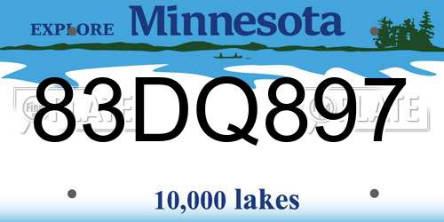 83DQ897 Minnesota License Plate
