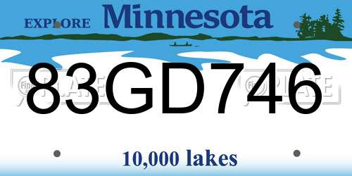 83GD746 Minnesota License Plate