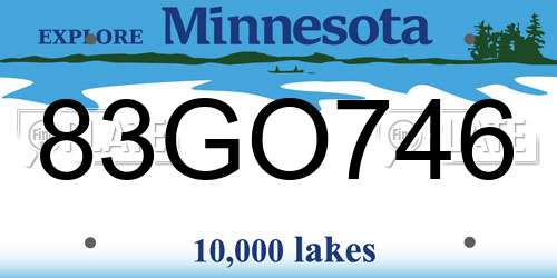 83GO746 Minnesota License Plate
