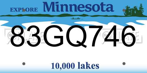 83GQ746 Minnesota License Plate