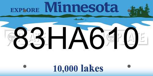 83HA610 Minnesota License Plate