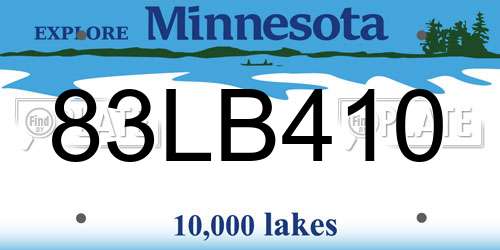 83LB410 Minnesota License Plate