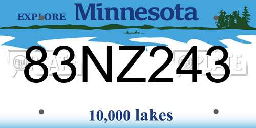 83NZ243 Minnesota License Plate