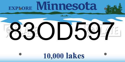 83OD597 Minnesota License Plate