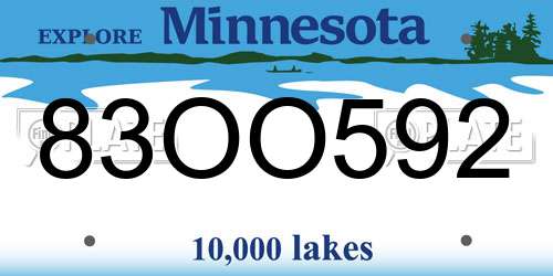 83OO592 Minnesota License Plate