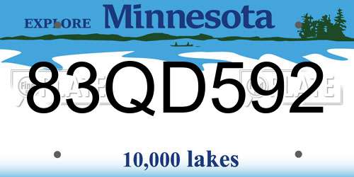 83QD592 Minnesota License Plate