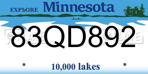 83QD892 Minnesota License Plate