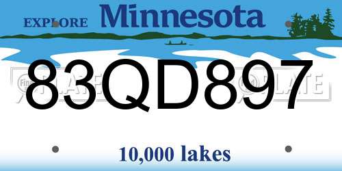 83QD897 Minnesota License Plate