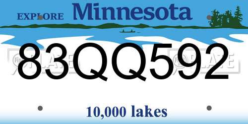 83QQ592 Minnesota License Plate