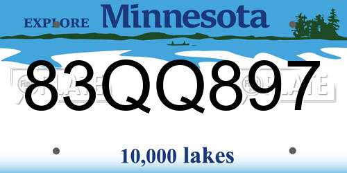 83QQ897 Minnesota License Plate
