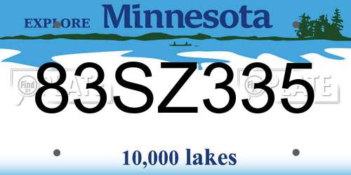 83SZ335 Minnesota License Plate