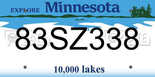 83SZ338 Minnesota License Plate