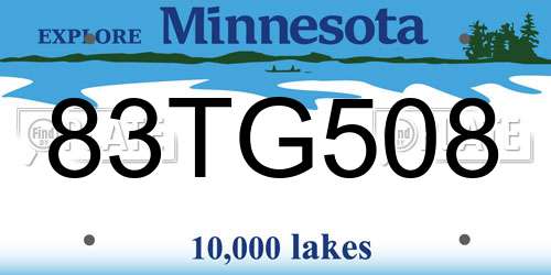 83TG508 Minnesota License Plate