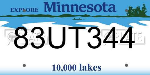 83UT344 Minnesota License Plate
