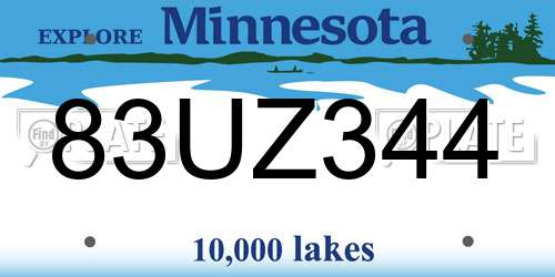 83UZ344 Minnesota License Plate