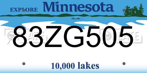 83ZG505 Minnesota License Plate