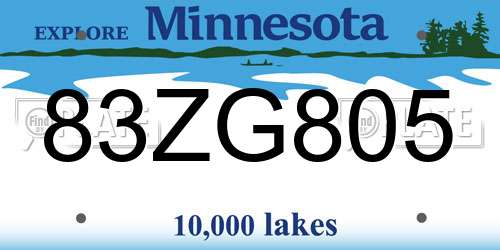 83ZG805 Minnesota License Plate