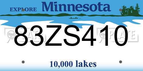 83ZS410 Minnesota License Plate